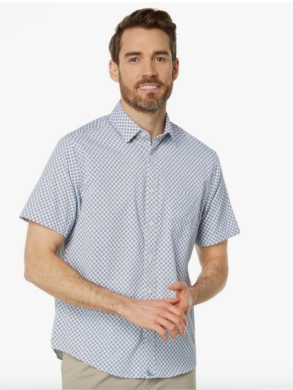 UNTUCKit Quinta Short Sleeve Shirt Light Blue Slim Fit Size Large